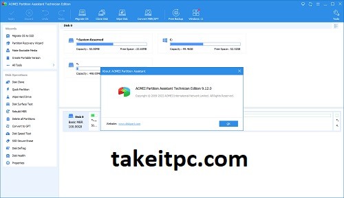 برنامج AOMEI Partition Assistant Crack لنظام التشغيل Windows 11/10/8/7