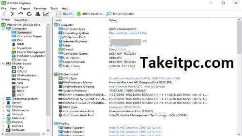 AIDA64 Engineer Edition Full Crack تنزيل مجاني لنظام Windows